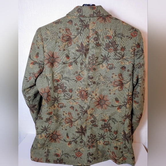 Coldwater Creek NWT Womens 3 button blazer size 14 Green Floral print business - Picture 5 of 5